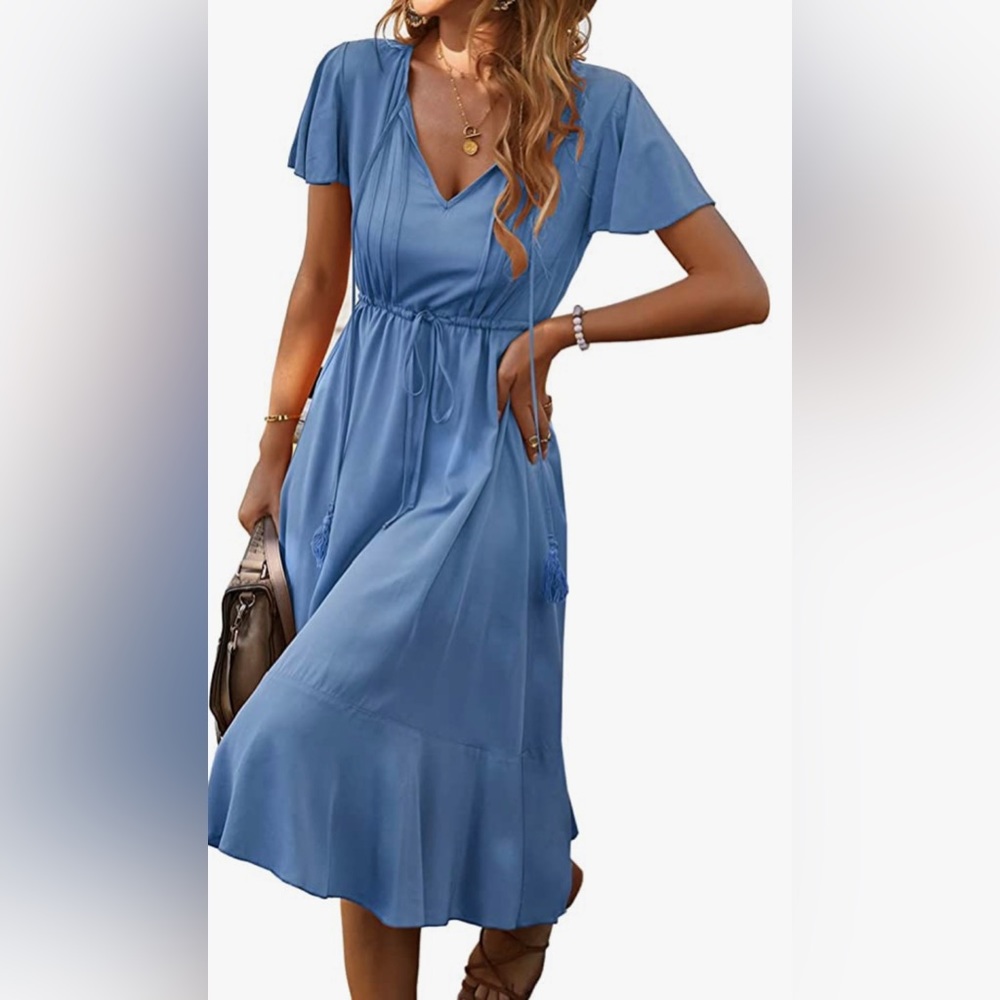 NWT Navy midi lightweight dress